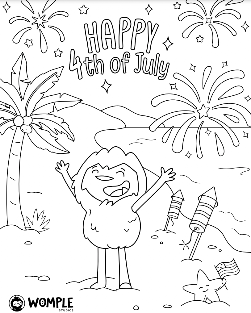 Womple Studios | 4th of July Coloring Page