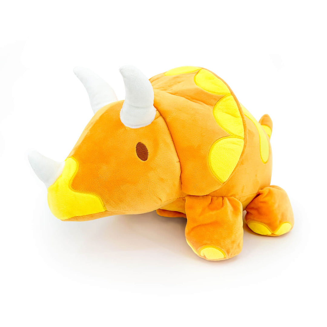 Womple Studios DinoGlows MEGA Triceratops reversible plush dinosaur front-side view