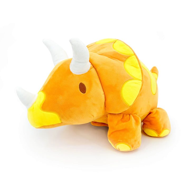 Womple Studios DinoGlows MEGA Triceratops reversible plush dinosaur front-side view