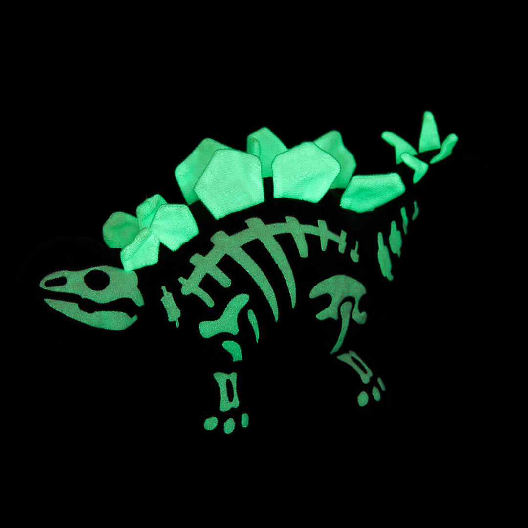 Womple Studios DinoGlow Stegosaurus reversible plush dinosaur glowing fossil skeleton