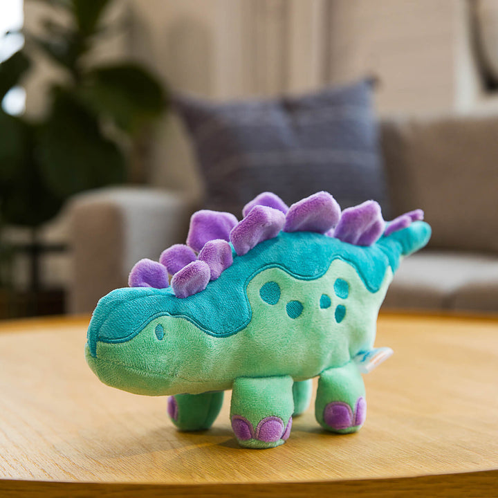 Womple Studios DinoGlow Stegosaurus reversible plush dinosaur front-side view
