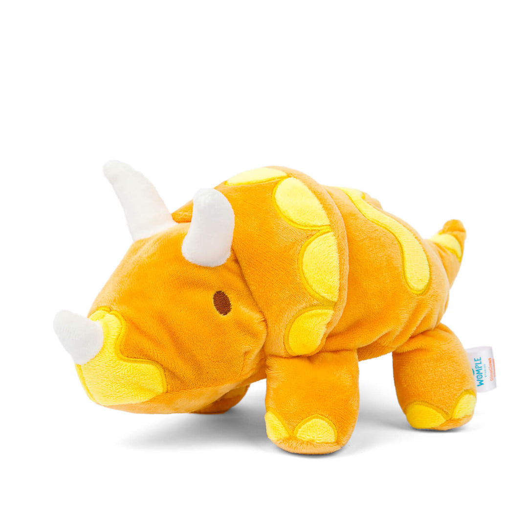 Womple Studios DinoGlow Triceratops reversible plush dinosaur front-side view