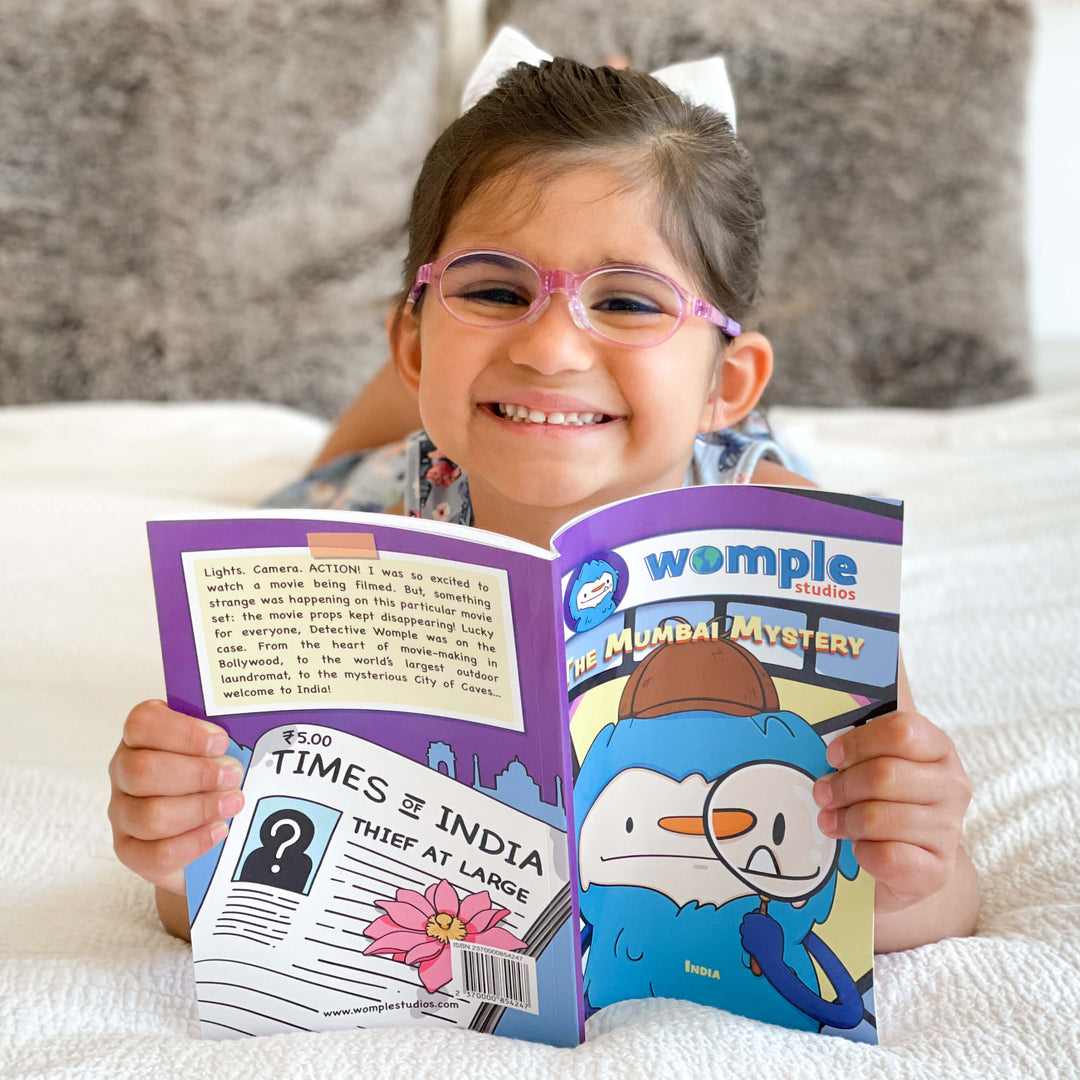 Womple Studios WompleBox: India photograph of girl reading illustrated book