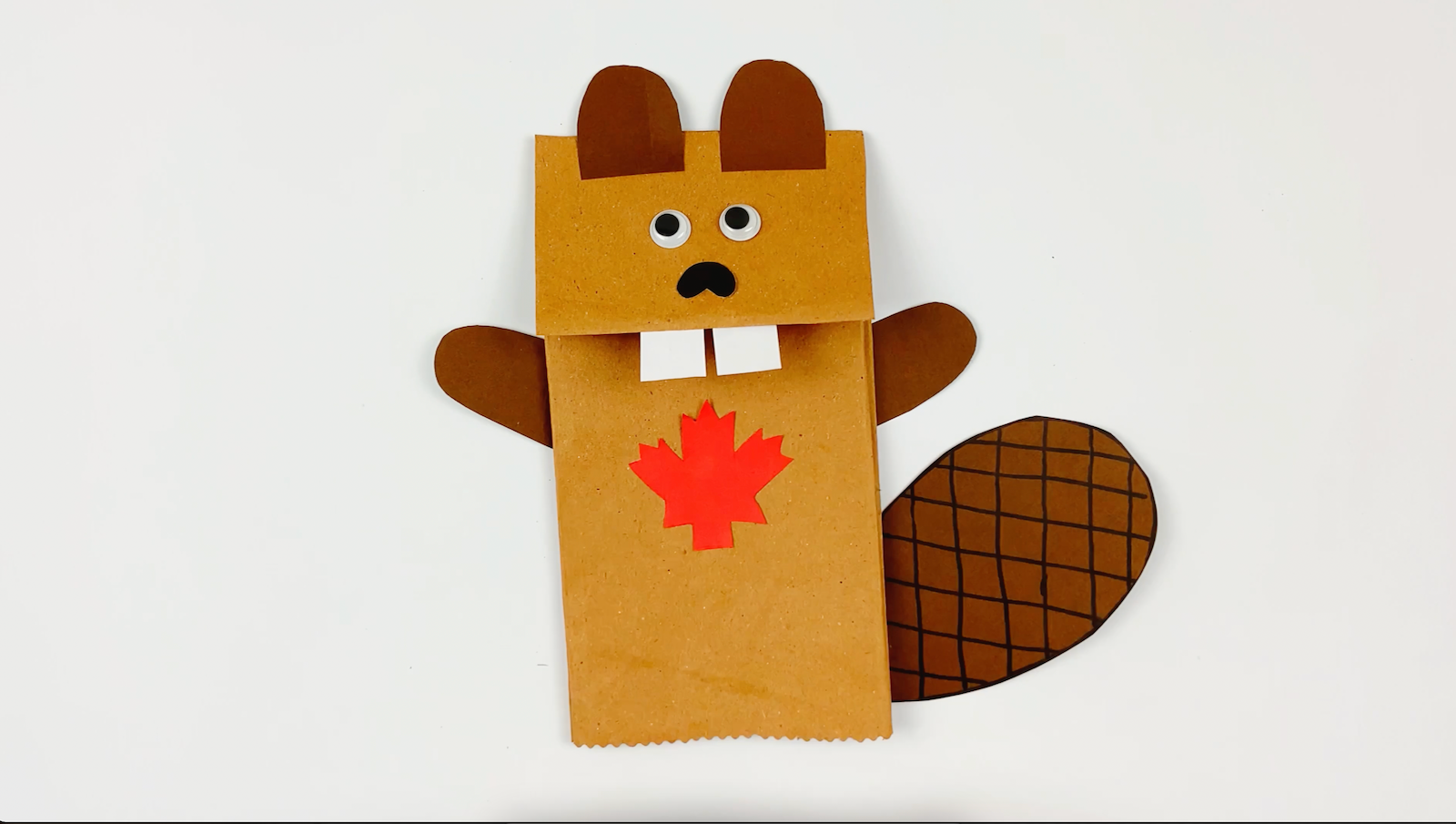 Paper bag Canada beaver craft for kids with Womple Studios