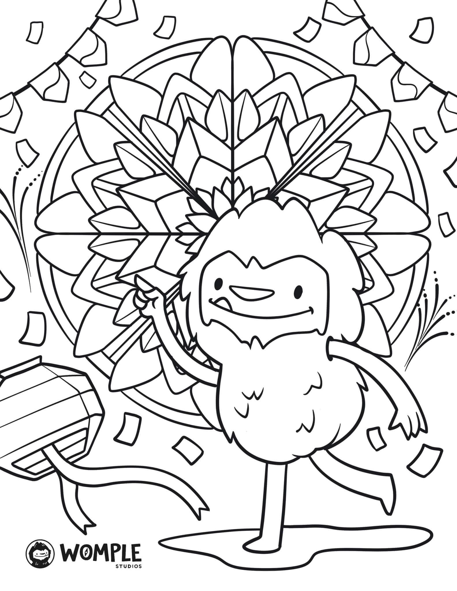 Womple decorating a Christmas Parol (Philippines) Coloring Page