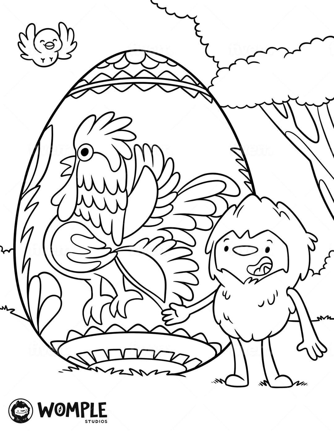 Womple with a pisanki Polish easter egg coloring page