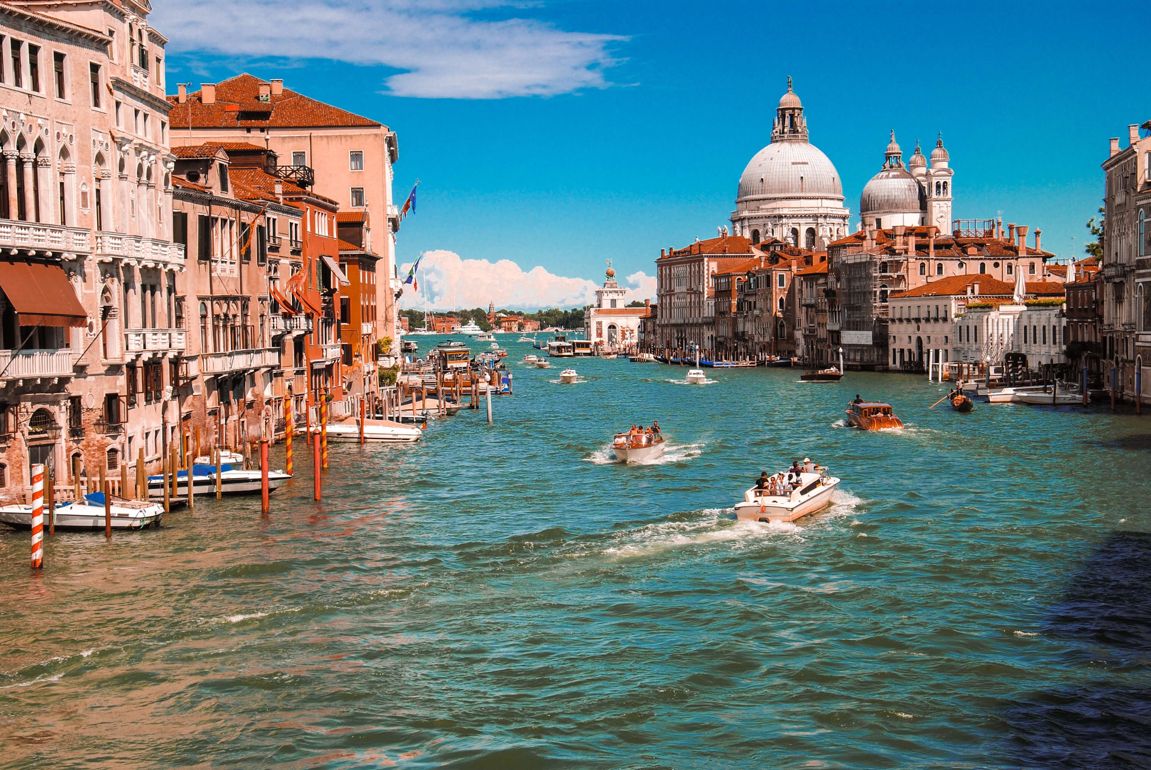 Boats on the canal is italy