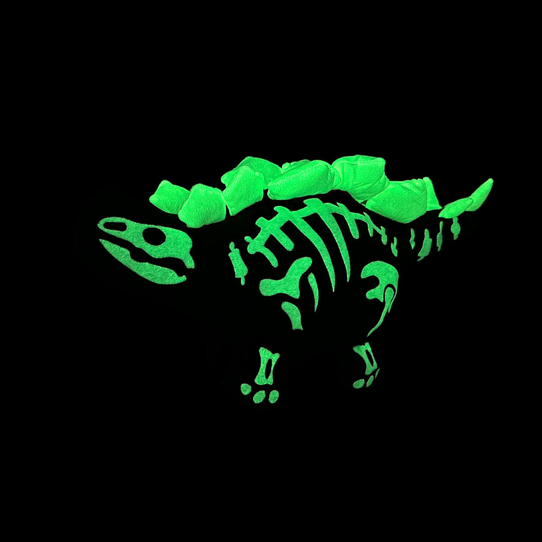 Womple Studios DinoGlow MEGA Stegosaurus reversible plush dinosaur glowing fossil skeleton