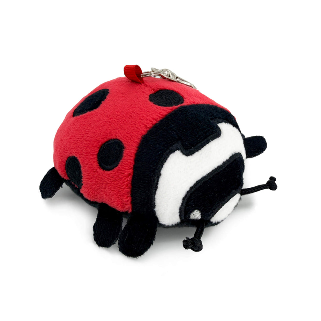 Plush ladybug keychain on a white background