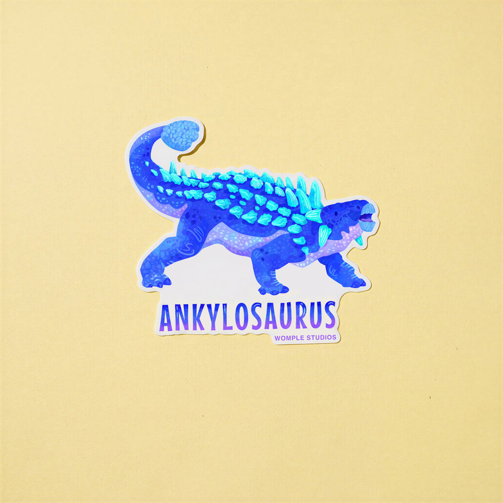 Sticker of an ankylosaurus on a beige background