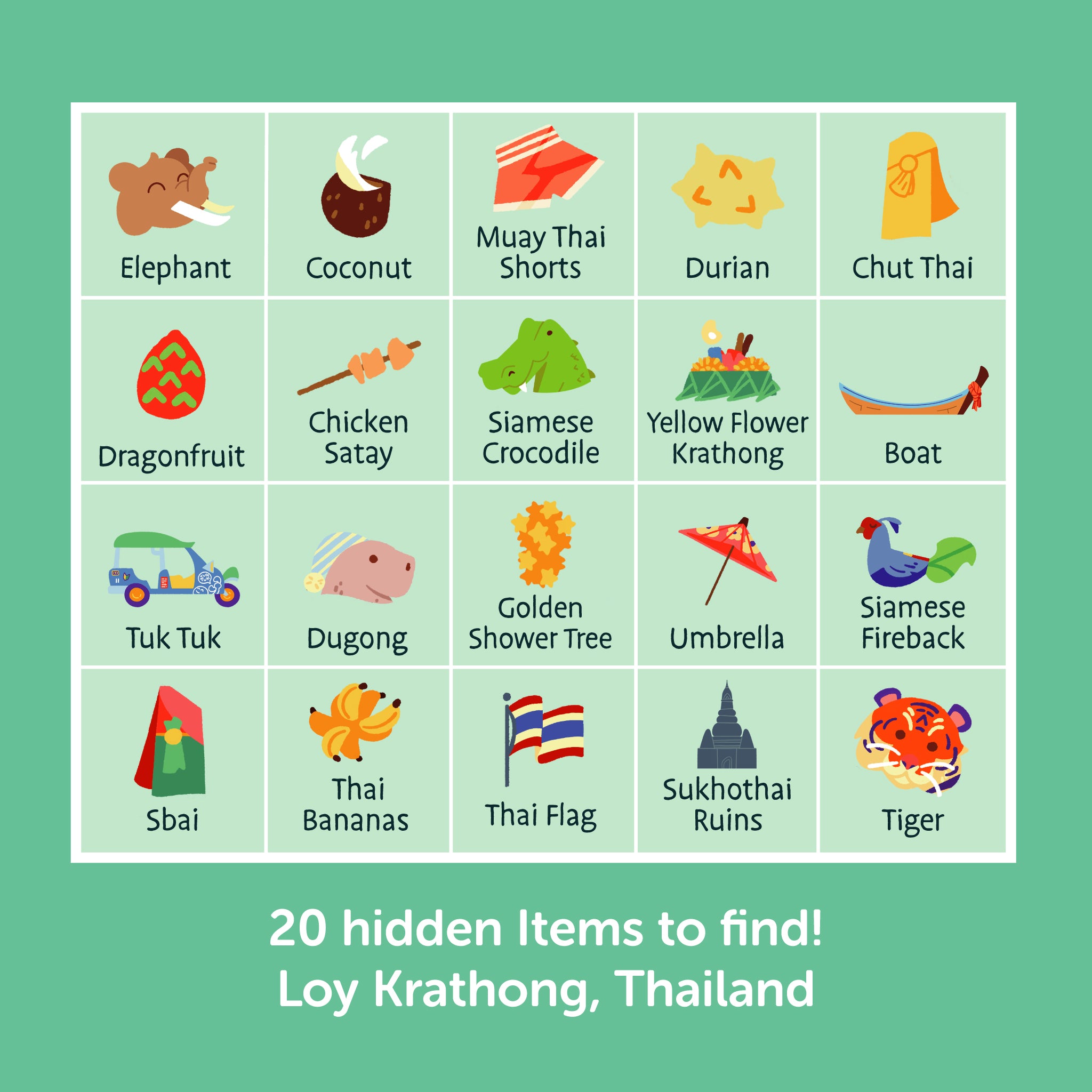 Seek-N-Find Puzzle: Thailand, Loy Krathong Festival – Womple Studios